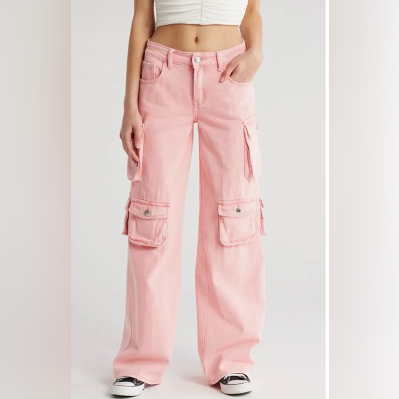 NWT Flying Angel High Rise Loose Fit Denim Cargo Jeans - Picture 1 of 9